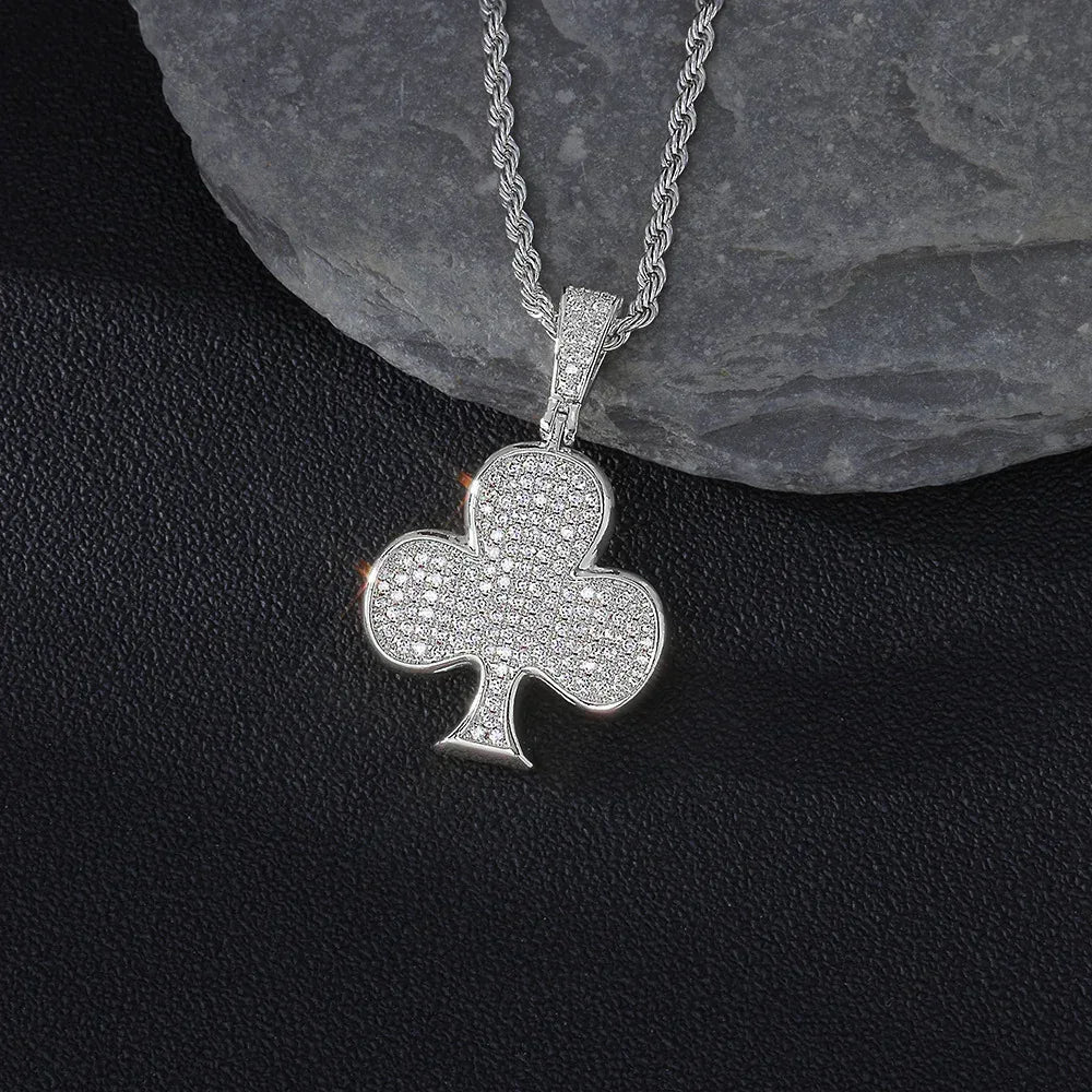 Iced Out Plum Blossom Pendant Necklace Zircon Gold Chain Rapper Style | Caratix Jewelry - CaratixJewelry