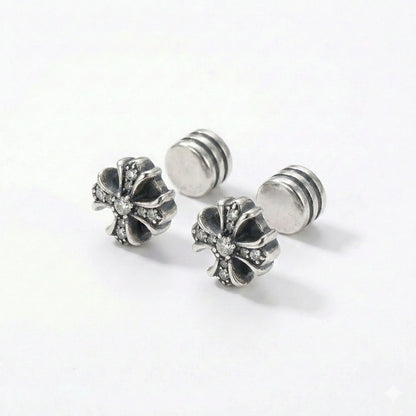 Vintage Iced Out Cross Magnetic Earrings - Retro Hip Hop Style