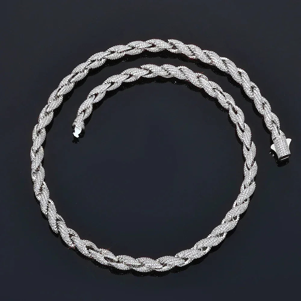 Iced Out Rope Chain Necklace Zircon Gold Chain Rapper Style | Caratix Jewelry - CaratixJewelry