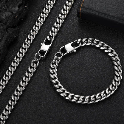 Polished Cuban Chain Necklace Stainless Steel Rapper Chain Style | Caratix Jewelry - CaratixJewelry