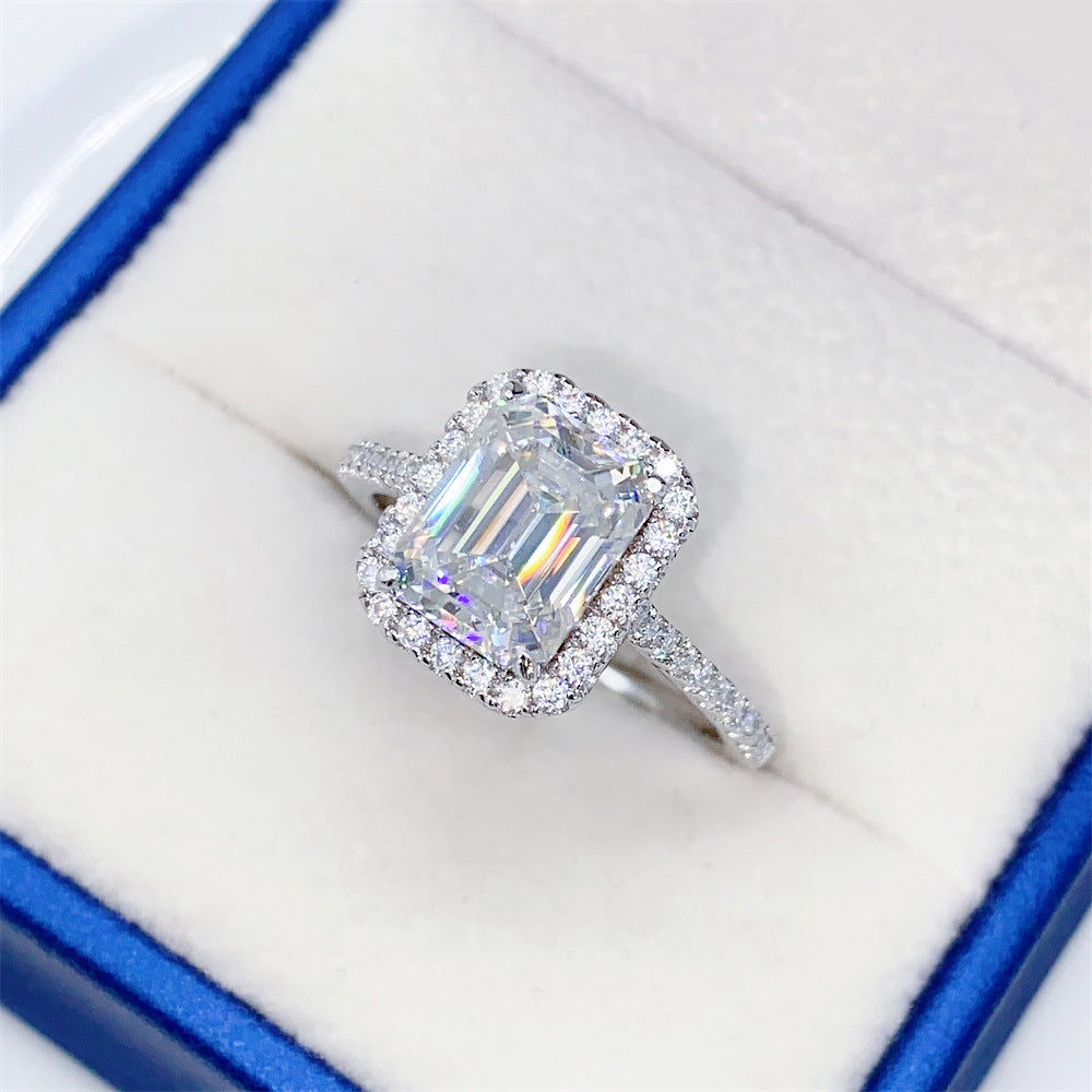 2026 Summer New S925 Silver 3ct Emerald Cut Moissanite Ring | D Color VVS1 | Caratix