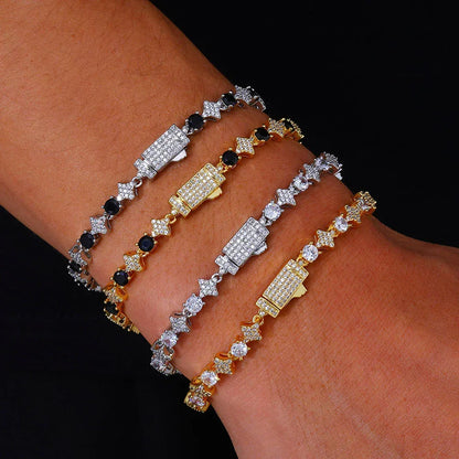 Custom 6mm 18K Gold Moissanite Star Bracelet | Women's Luxury Hip Hop Bling | Caratix - CaratixJewelry