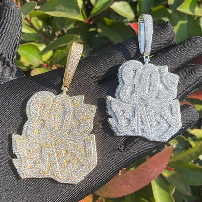 Iced Out "80S" Retro Pendant | Men's Real Copper CZ Necklace - CaratixJewelry