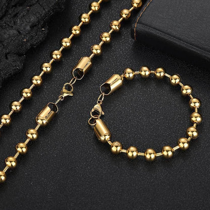 8mm Stainless Steel Ball Chain Necklace Hip Hop Style for Men | Caratix Jewelry - CaratixJewelry