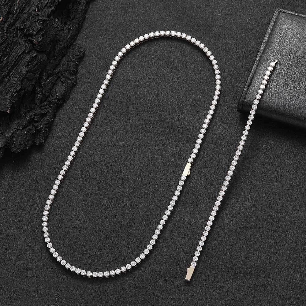 4mm Zircon Tennis Chain Bracelet with Spring Clasp Stainless Steel for Men | Caratix Jewelry - CaratixJewelry