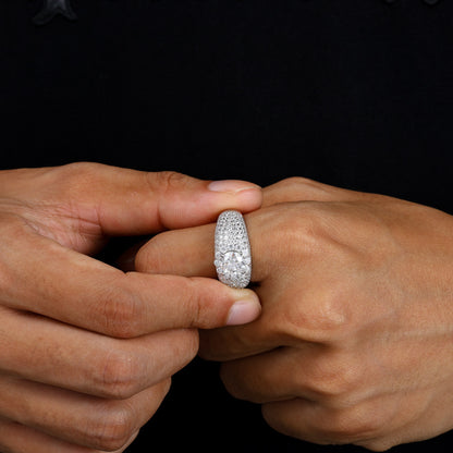 Moissanite Starburst Ring S925 Silver Hip Hop Band | Caratix