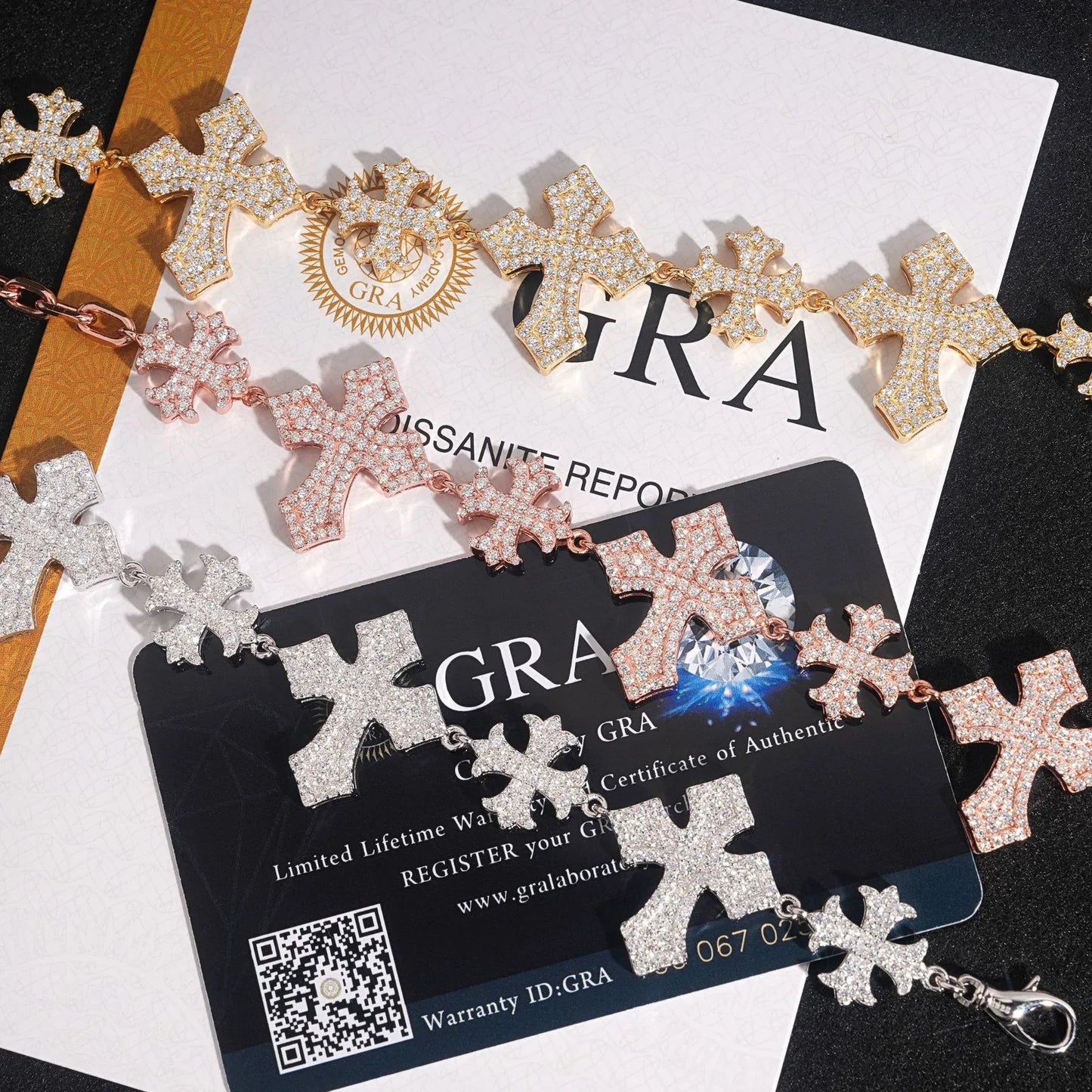 Moissanite Cross Bracelet for Men in S925 Sterling Silver Hip Hop Style - CaratixJewelry