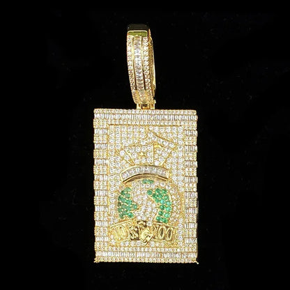 Iced Out Money Bag Dog Tag Pendant | Men's "Soldier of Fortune" Necklace - CaratixJewelry