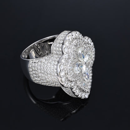 Iced Out Moissanite Flower Ring S925 Hip Hop Men | Caratix