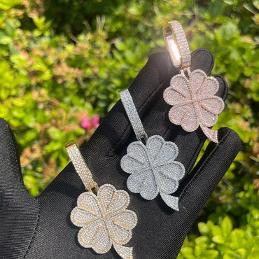 Iced Out Floral Petal Necklace | Men's & Women's Premium CZ Hip Hop Jewelry - CaratixJewelry