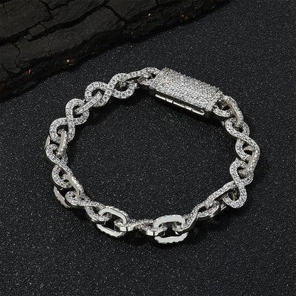 8mm Figure 8 Link Hip Hop Necklace Gold Chain Rapper Style for Men | Caratix Jewelry - CaratixJewelry
