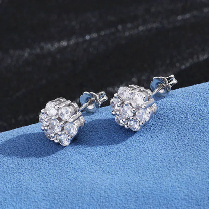 Moissanite Flower Stud Earrings for Men Iced Out Jewelry | Caratix Jewelry - CaratixJewelry