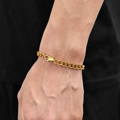 6mm Cuban Link Bracelet with Stainless Steel and Titanium Steel - CaratixJewelry