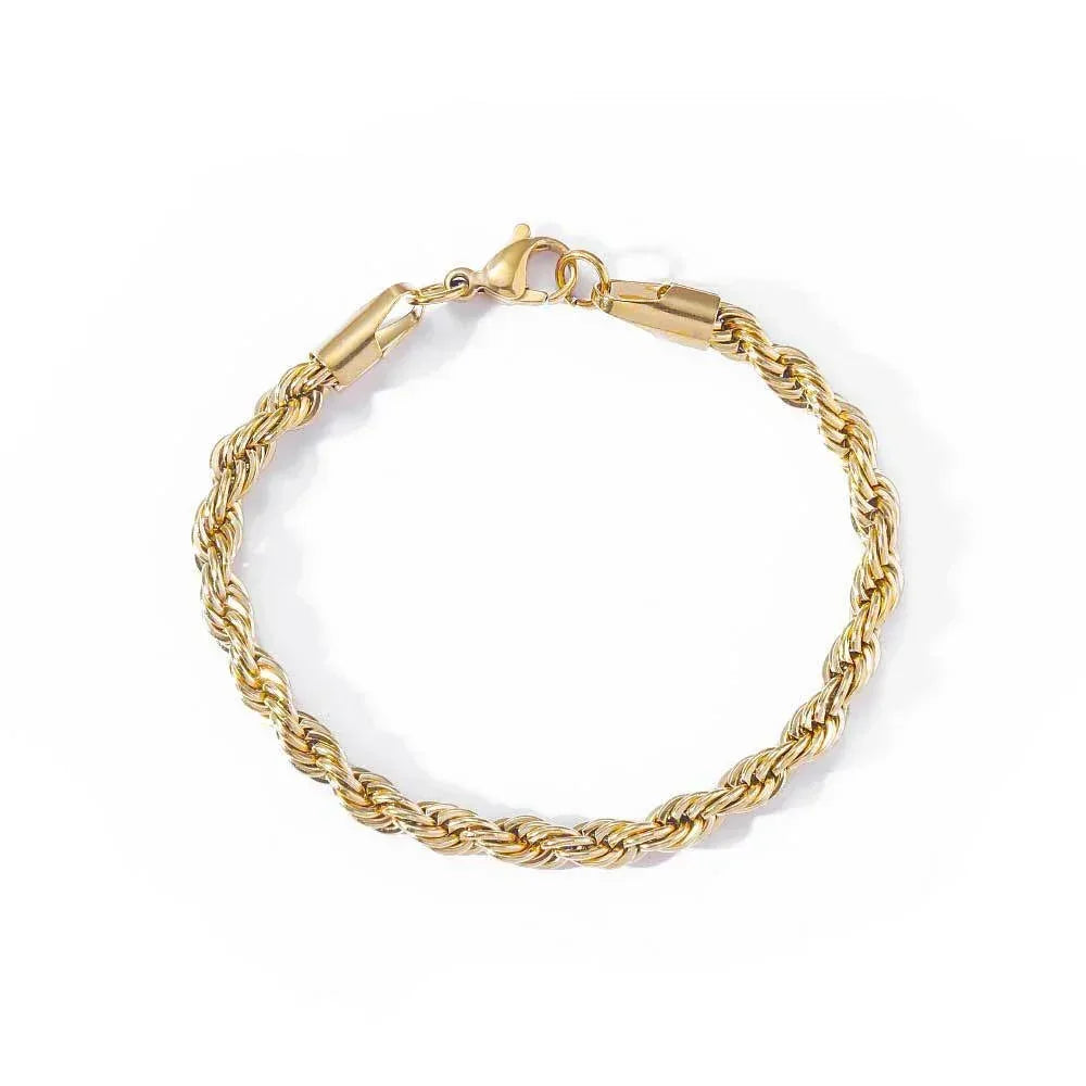 Stainless Steel Rope Chain Bracelet 18K Gold Plated for Men | Caratix Jewelry - CaratixJewelry