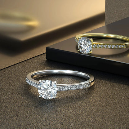 D Color VVS1 Moissanite Ring | S925 Silver Platinum Plated | Caratix