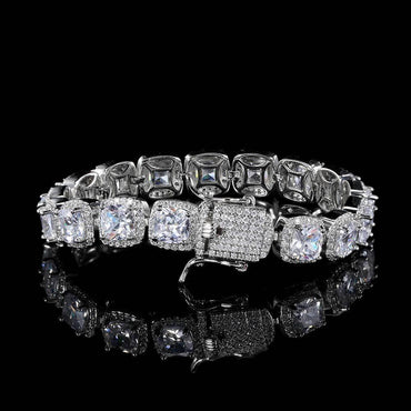 10mm Square Tennis Chain Bracelet with Micro-Paved Square Zircon for Men | Caratix Jewelry - CaratixJewelry