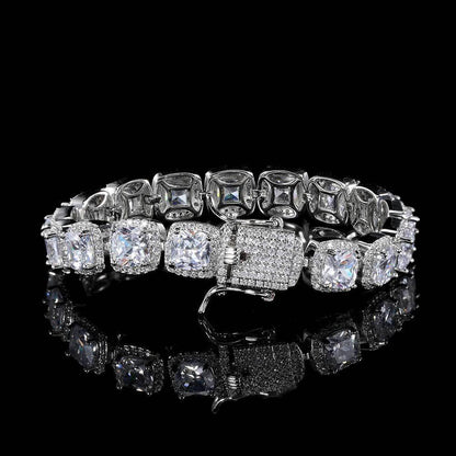 10mm Square Tennis Chain Bracelet with Micro-Paved Square Zircon for Men | Caratix Jewelry - CaratixJewelry