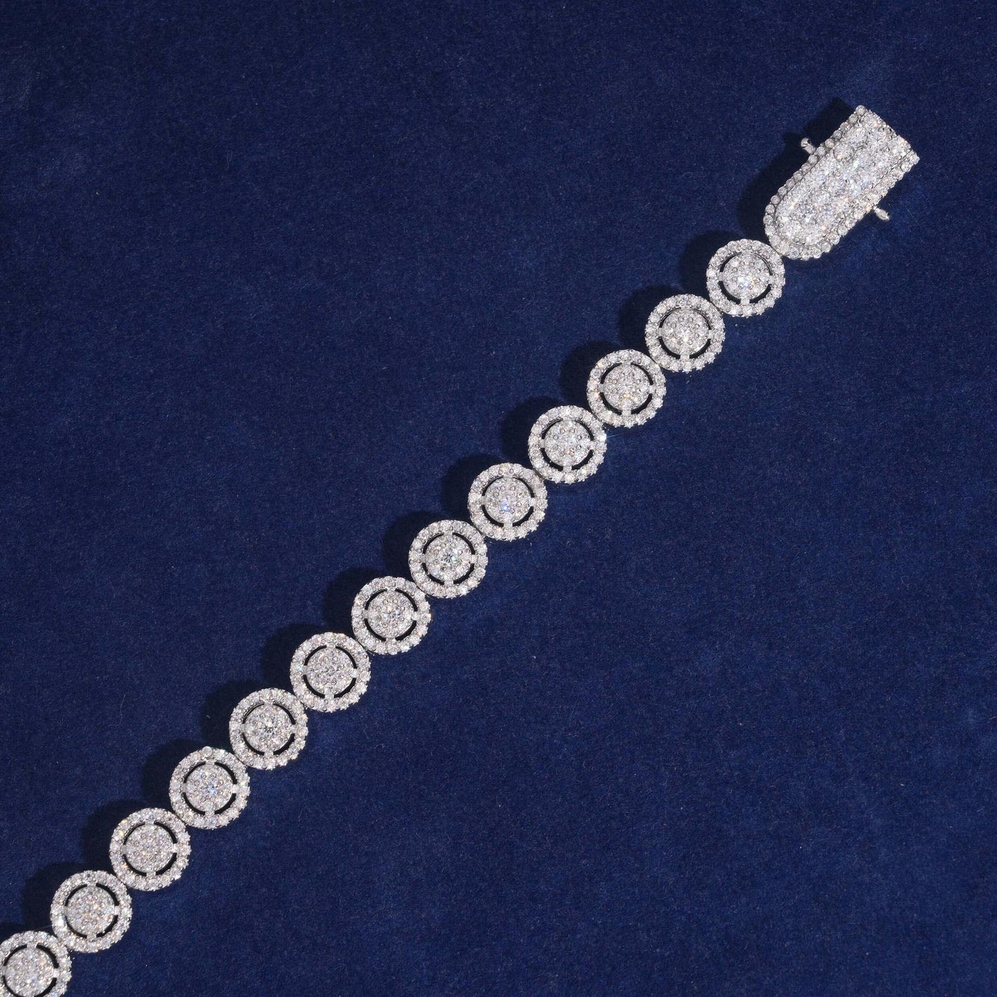8mm Iced-Out Moissanite Round-Link Bracelet – S925 Sterling Silver Hip Hop Streetwear Jewelry for Men - CaratixJewelry