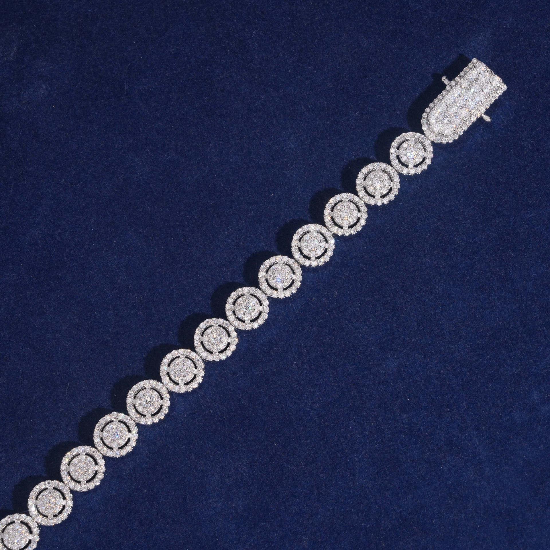 8mm Iced-Out Moissanite Round-Link Bracelet – S925 Sterling Silver Hip Hop Streetwear Jewelry for Men - CaratixJewelry