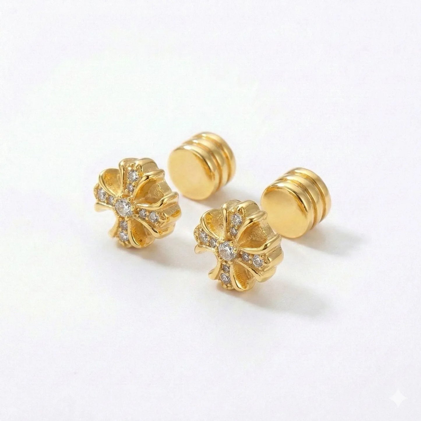 Vintage Iced Out Cross Magnetic Earrings - Retro Hip Hop Style
