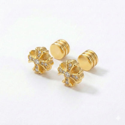 Vintage Iced Out Cross Magnetic Earrings - Retro Hip Hop Style