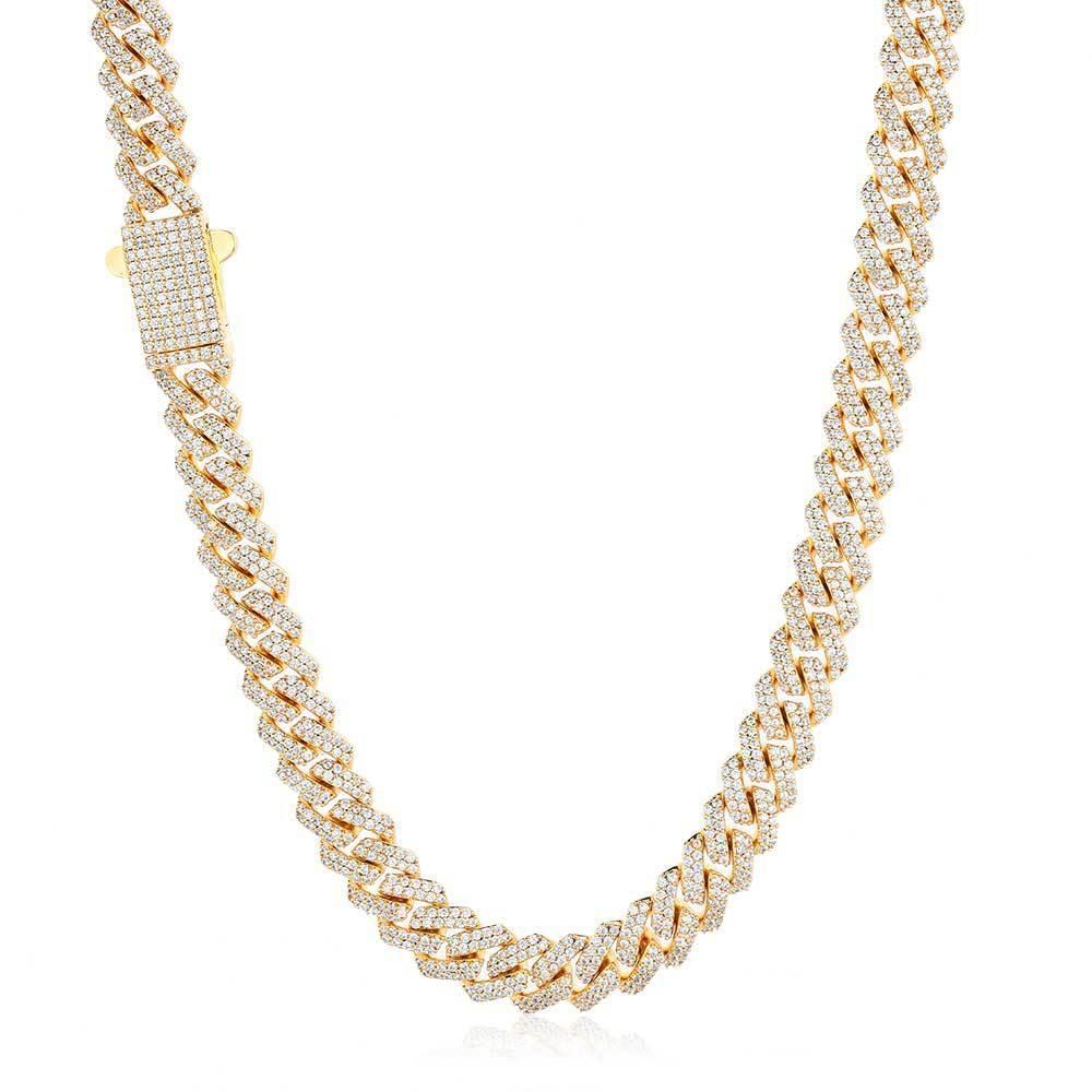 8mm Double-Row Moissanite Cuban Link Chain for Men – S925 Sterling Silver Custom Luxury Hip Hop Necklace - CaratixJewelry