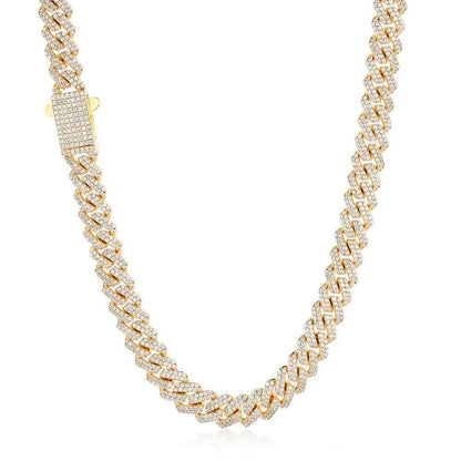 8mm Double-Row Moissanite Cuban Link Chain for Men – S925 Sterling Silver Custom Luxury Hip Hop Necklace - CaratixJewelry