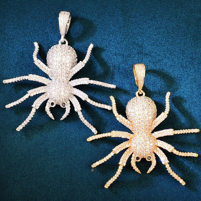 Iced Out Spider Pendant Necklace | CZ Hip Hop Unisex Streetwear Jewelry - CaratixJewelry