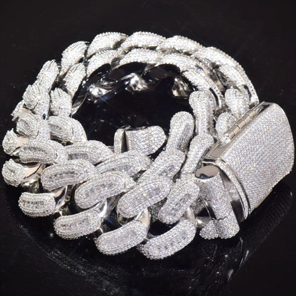 28mm Iced Out T-Shape Cuban Chain Necklace with Slanted Clasp | Unisex Hip Hop Jewelry | Caratix Jewelry - CaratixJewelry