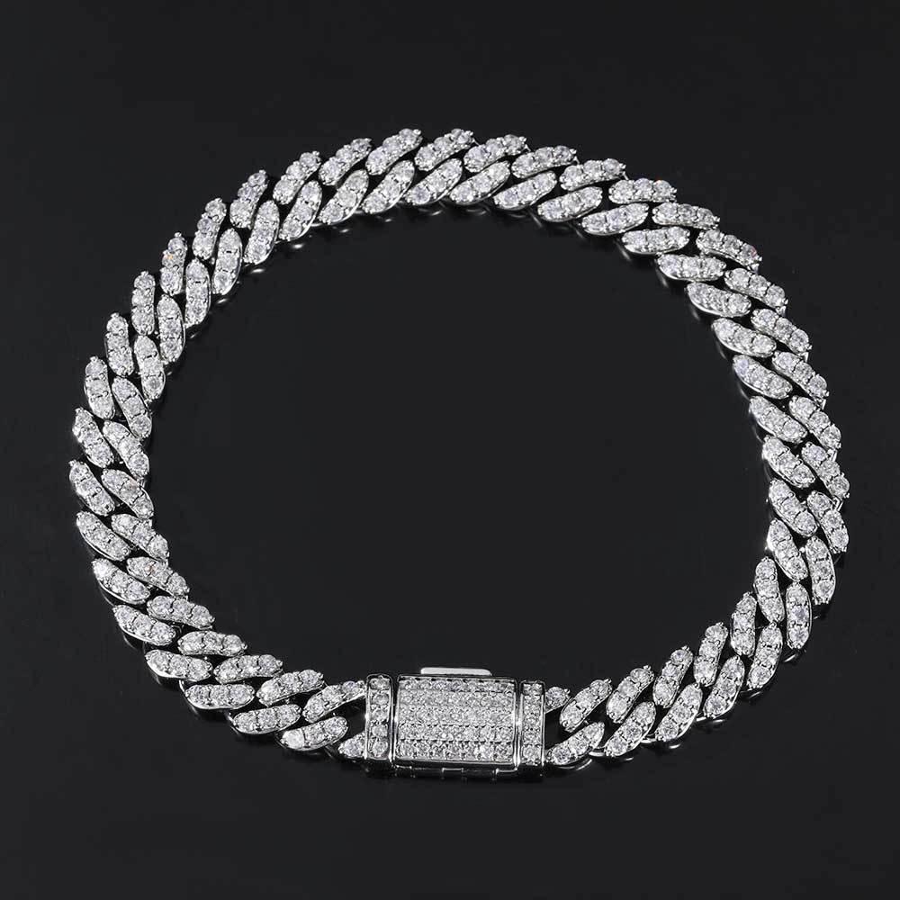 8mm Single Row Iced-Out Zircon Cuban Link Bracelet for Men | Caratix Jewelry - CaratixJewelry
