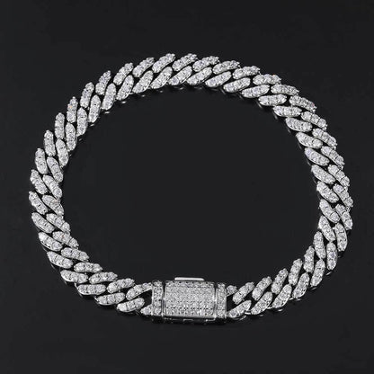 8mm Single Row Iced-Out Zircon Cuban Link Bracelet for Men | Caratix Jewelry - CaratixJewelry