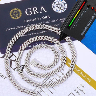 5mm Single-Row Moissanite Cuban Link Chain for Men – S925 Sterling Silver Luxury Hip Hop Necklace - CaratixJewelry