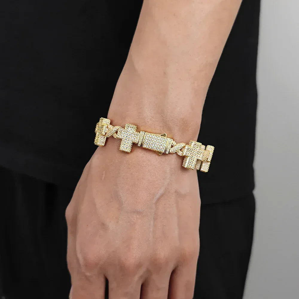 Iced Out Infinity Cross Bracelet Zircon Rapper Iced Out Chain Style for Men | Caratix Jewelry - CaratixJewelry