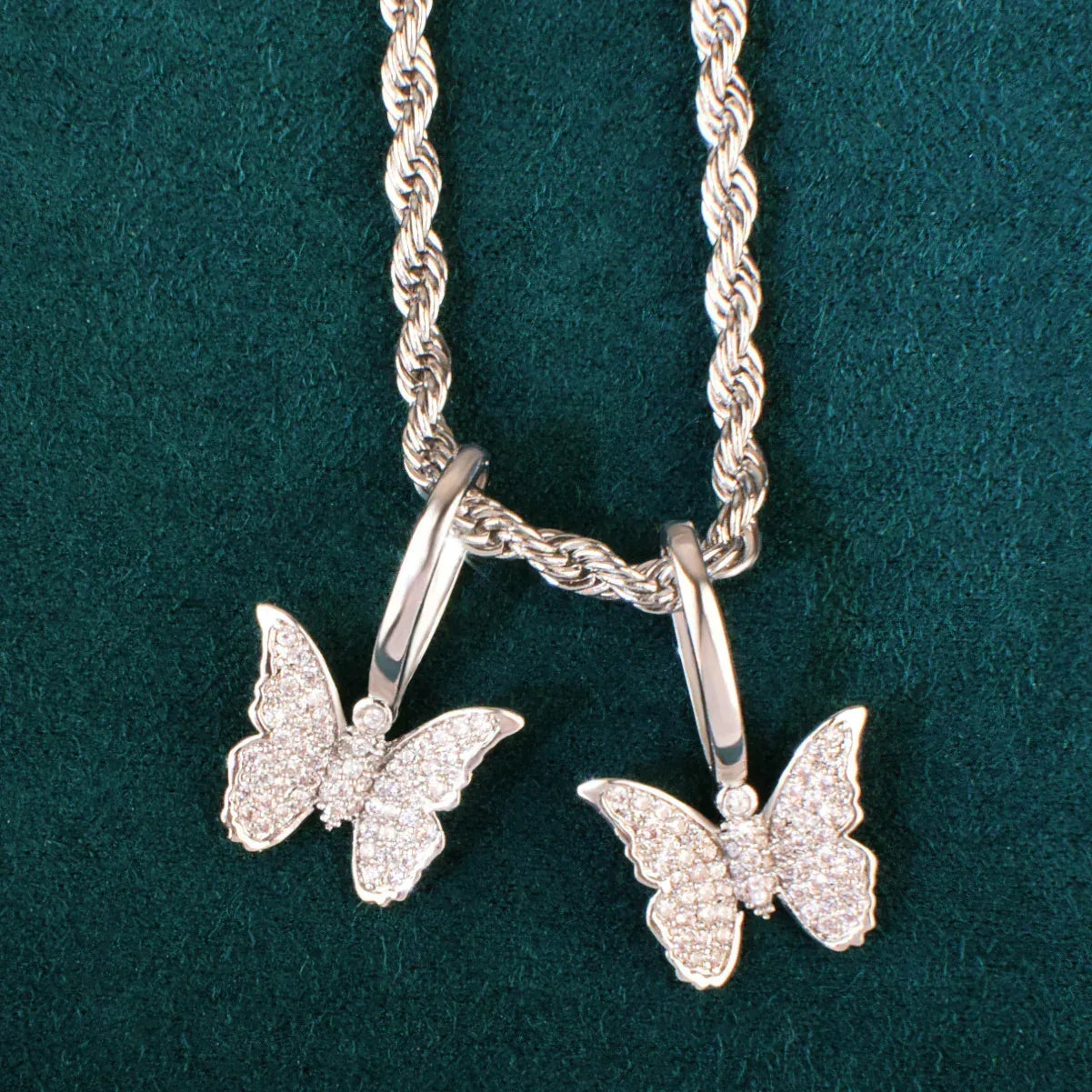 Mini Butterfly Pendant Necklace | CZ Hip Hop Unisex Streetwear Jewelry - CaratixJewelry