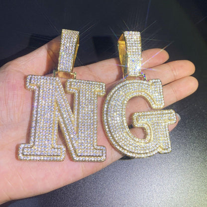 Iced Out Letter & Number Pendant | CZ Hip Hop Bling Jewelry Necklace - CaratixJewelry