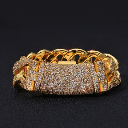 Custom 22mm Bubble Cuban Bracelet | Heavy weight Gold Chain for Rapper - CaratixJewelry