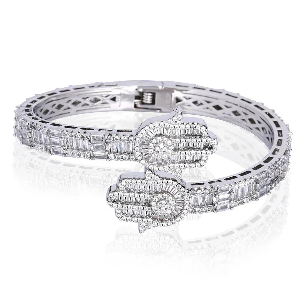 Mixed Zircon Hand of Fatima Bracelet for Men | High-End Hip Hop Jewelry | Caratix Jewelry - CaratixJewelry
