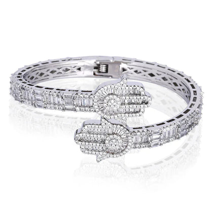 Mixed Zircon Hand of Fatima Bracelet for Men | High-End Hip Hop Jewelry | Caratix Jewelry - CaratixJewelry
