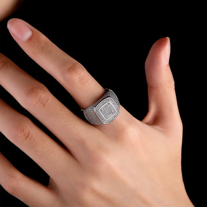 Men's Full Size Iced Out Ring | Micro-Pave Zirconia Hip Hop Band | Caratix