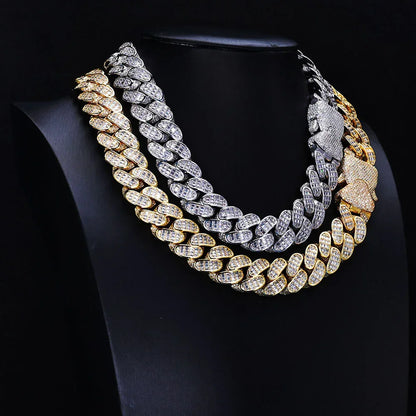 18mm Triple Row T Cut Zircon Cuban Necklace Hip Hop Jewelry - CaratixJewelry