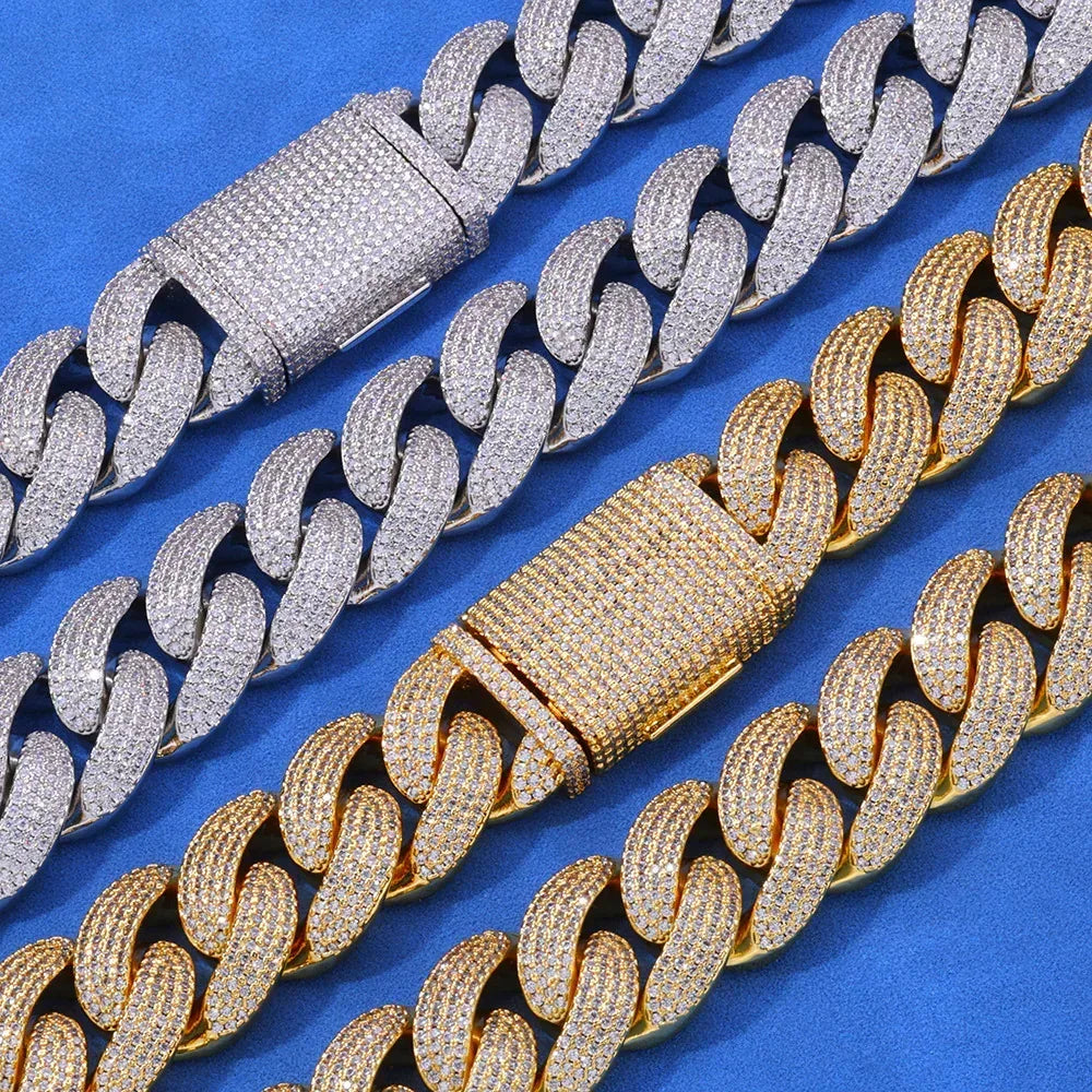 20mm Bubble Moissanite Cuban Link Chain – S925 Sterling Silver Iced-Out Hip Hop Men’s Bold Luxury Streetwear Necklace - CaratixJewelry