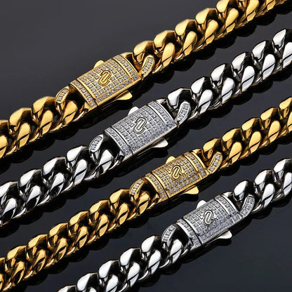 Custom Stainless Steel Round-Polished Cuban Necklace | Clasp Hip Hop Bling | Caratix - CaratixJewelry
