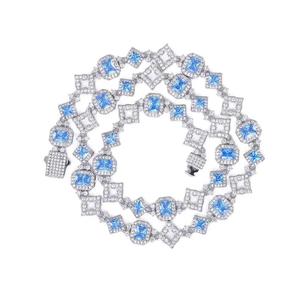 11mm Geometric Blue Zircon Hip Hop Jewelry Necklace for Men | Caratix Jewelry - CaratixJewelry