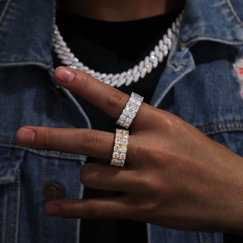 Double Row Moissanite Eternity Band S925 Silver | Caratix