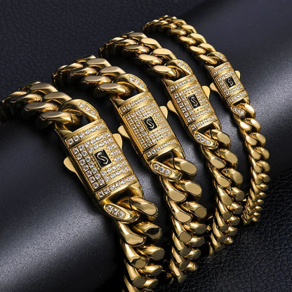 Rapper Iced Out Chain Polished Cuban Link Hip Hop Necklace for Men | Caratix Jewelry - CaratixJewelry