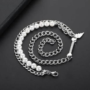 8mm Stainless Steel Cuban Chain Pearl Cross Necklace for Men | Caratix Jewelry - CaratixJewelry