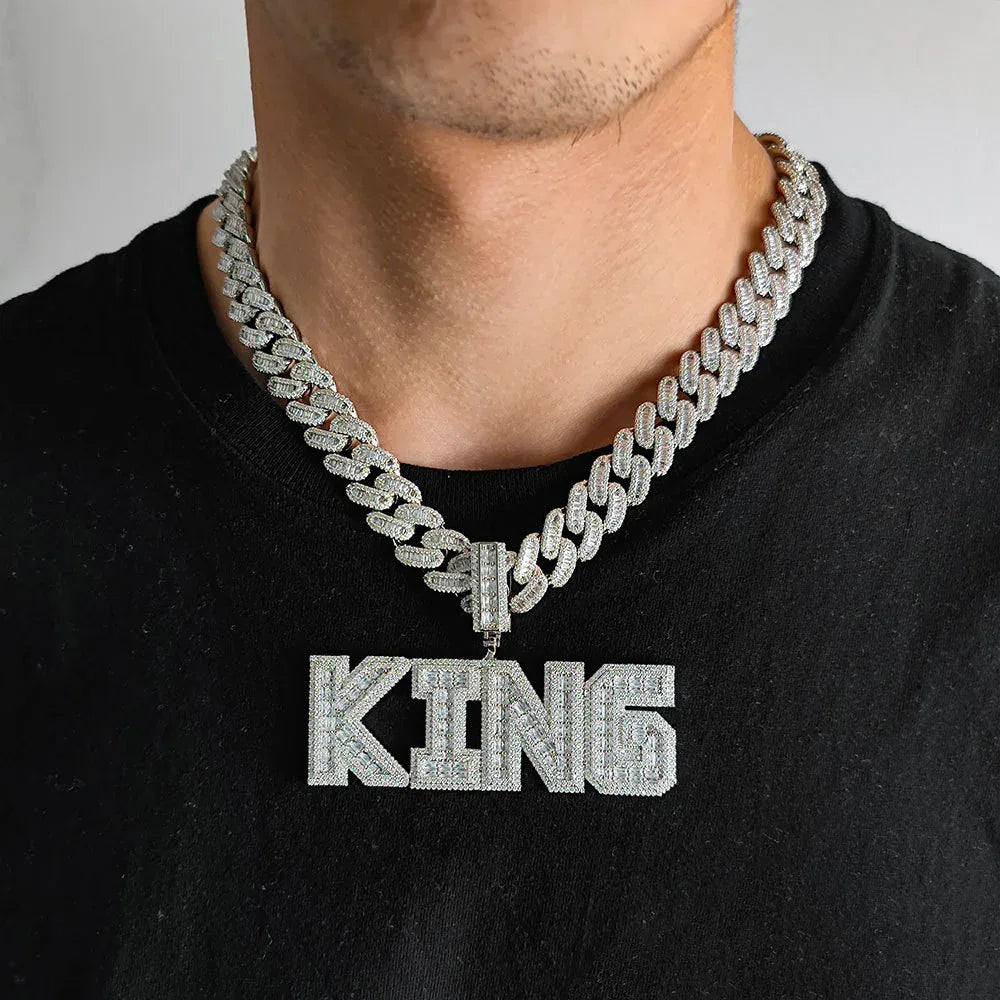 Custom T-Shaped Zircon Letter Pendant Necklace with DIY Design for Men | Caratix Jewelry - CaratixJewelry