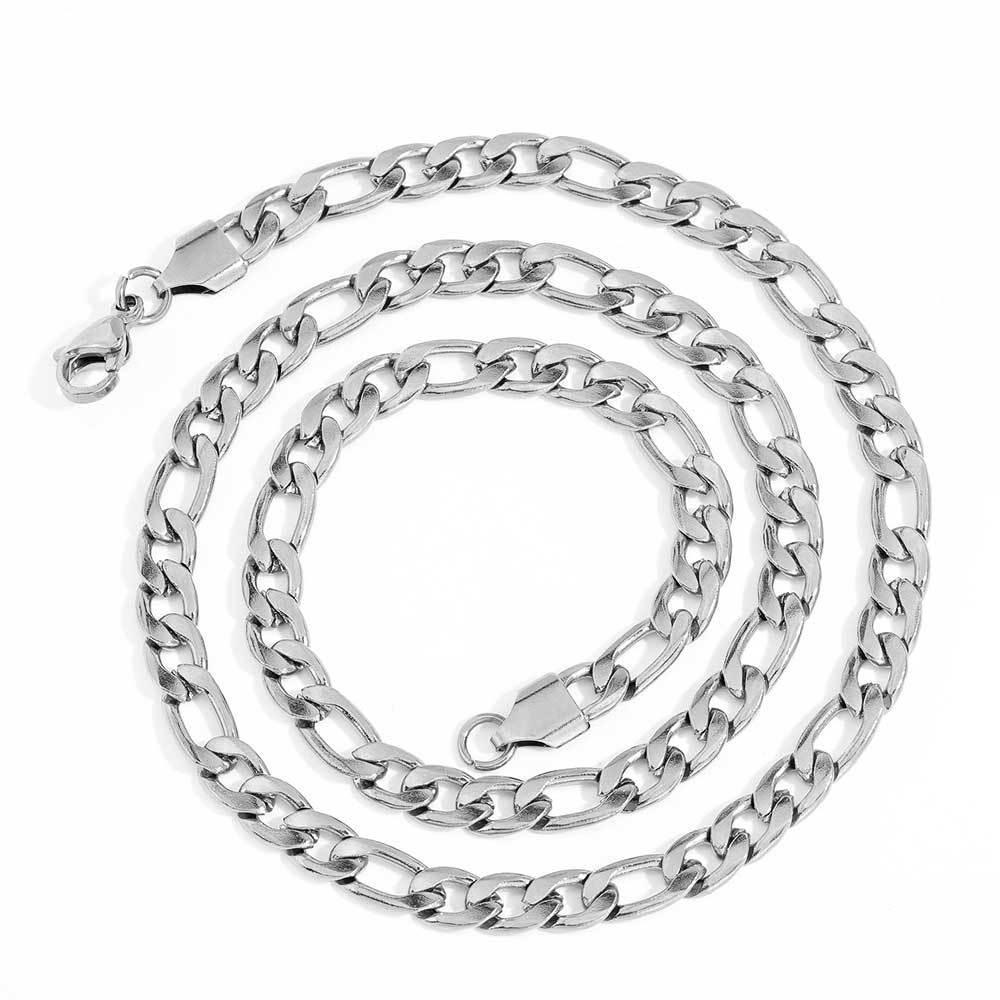 Lobster Clasp Stainless Steel Figaro Chain Necklace Titanium Steel for Men | Caratix Jewelry - CaratixJewelry
