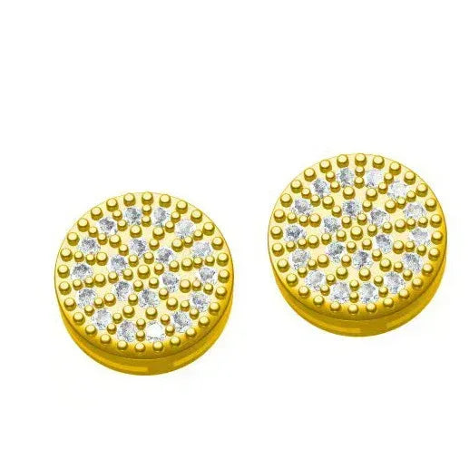 Small Round Iced Out Stud Earrings with Zircon | Creative & Trendy Hip Hop Jewelry | Caratix Jewelry - CaratixJewelry