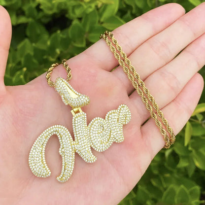 Iced Out "HER" Stiletto Letter Pendant | Women's Real Copper High Heel Necklace - CaratixJewelry